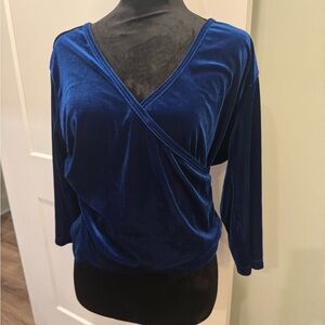 Soft surroundings Velvet Alyssa Knit Top blue